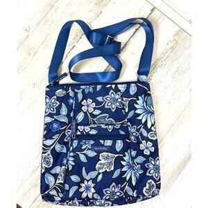 Vera Bradley Women Hipster Blue White Nylon Tropics Tapestry Crossbody Purse NEW